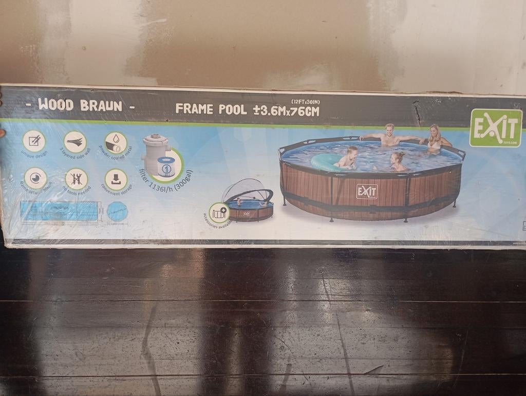 Exit Wood Braun Frame Zwembad, Ophalen, Minder dan 80 cm, Rond, 300 cm of meer