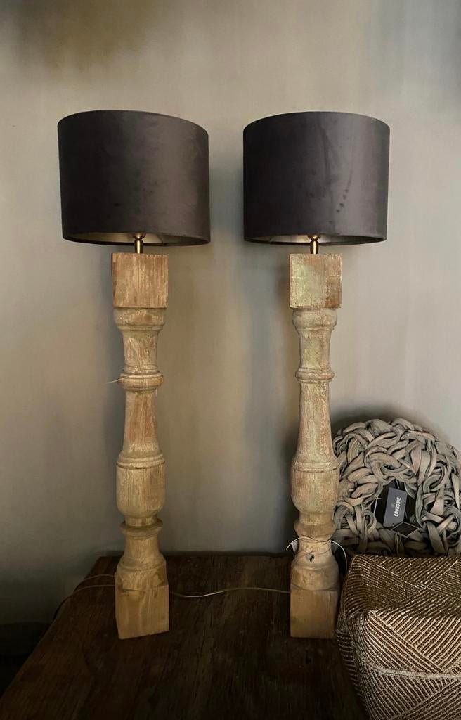 Aura Peeperkorn Balusterlamp, Huis en Inrichting, Lampen | Tafellampen, Nieuw, Minder dan 50 cm, Hout, Ophalen of Verzenden