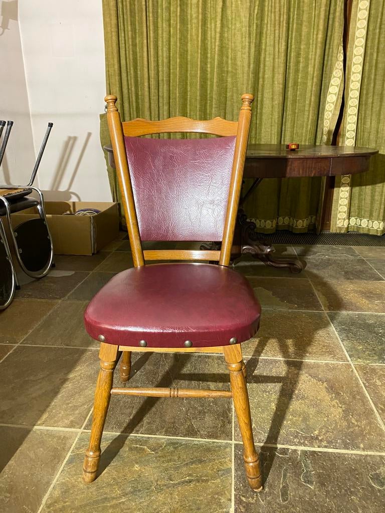 6x antieke leren stoelen, Antiek en Kunst, Ophalen