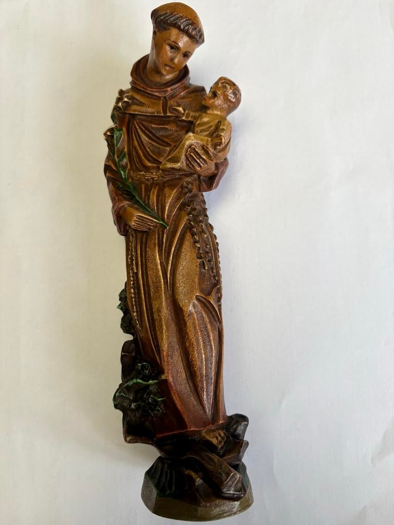 Sint Antonius met kindje Jezus - Polystone beeld, Antiek en Kunst, Kunst | Beelden en Houtsnijwerken, Ophalen of Verzenden
