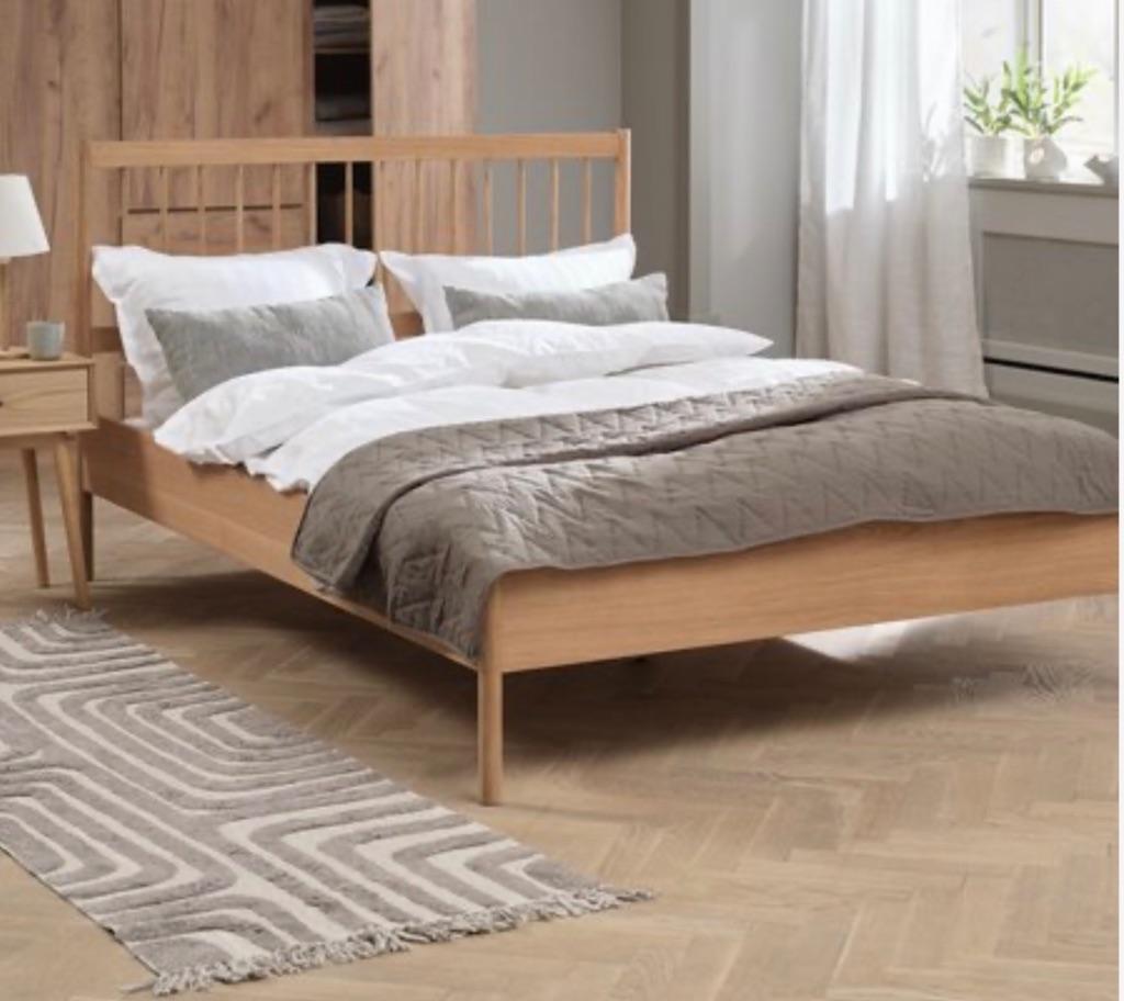 Wood bed frame 140x200 jysk, Ophalen, Tweepersoons, 140 cm, Zo goed als nieuw
