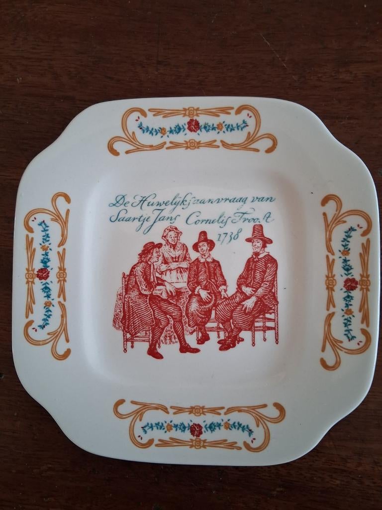 Zes gebaksbordjes Boch Belgium Cornelis Troost, Ophalen of Verzenden