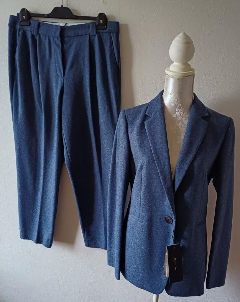 Zara Blauw Broekpak - 42, Kostuum of Pak, Zara, Maat 42/44 (L), Zo goed als nieuw