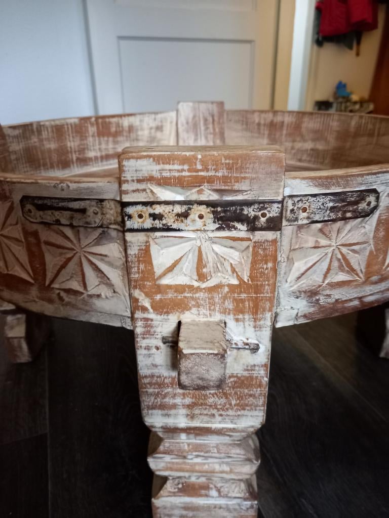Indiase Chakki Tafel - Groot Model, Huis en Inrichting, Minder dan 45 cm, Minder dan 55 cm, Gebruikt, Rond
