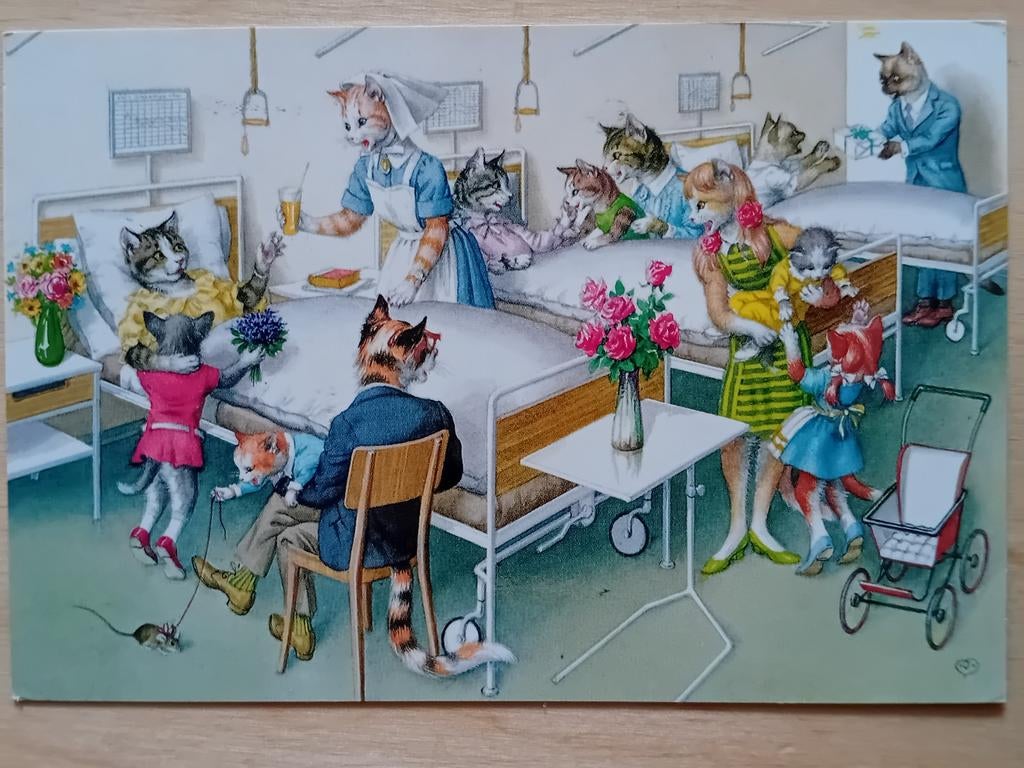 Ansichtkaart Aangeklede Katten, Ophalen of Verzenden, Overige thema's