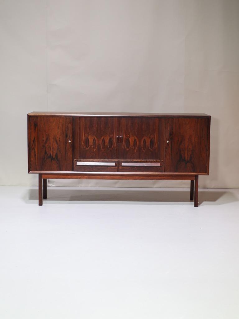 Highboard met bar palissander Deens dressoir, Ophalen, Met deur(en), -, -