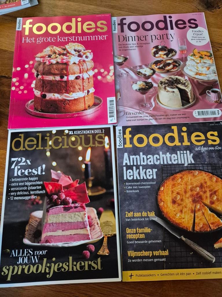 Foodies tijdschriften incl dik kerstnummer, Boeken, Tijdschriften en Kranten, Ophalen of Verzenden, Zo goed als nieuw, Damesbladen