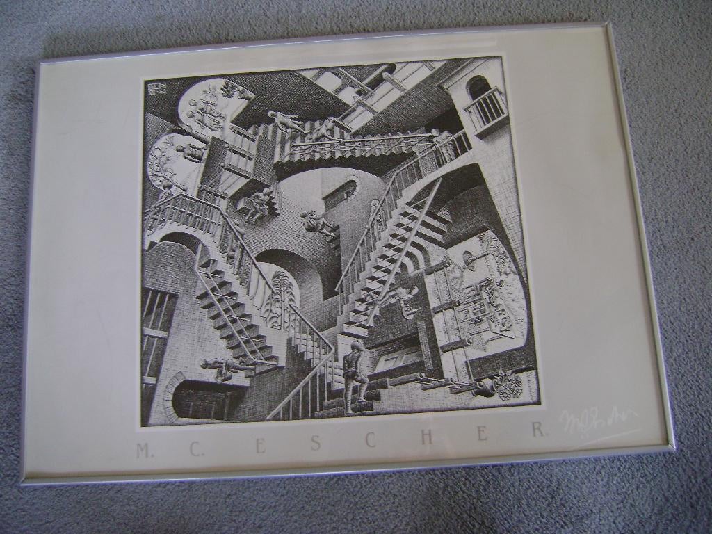 Mooie ingelijste poster M.C.Escher"Stairs"70x50cm, Ophalen, Zo goed als nieuw