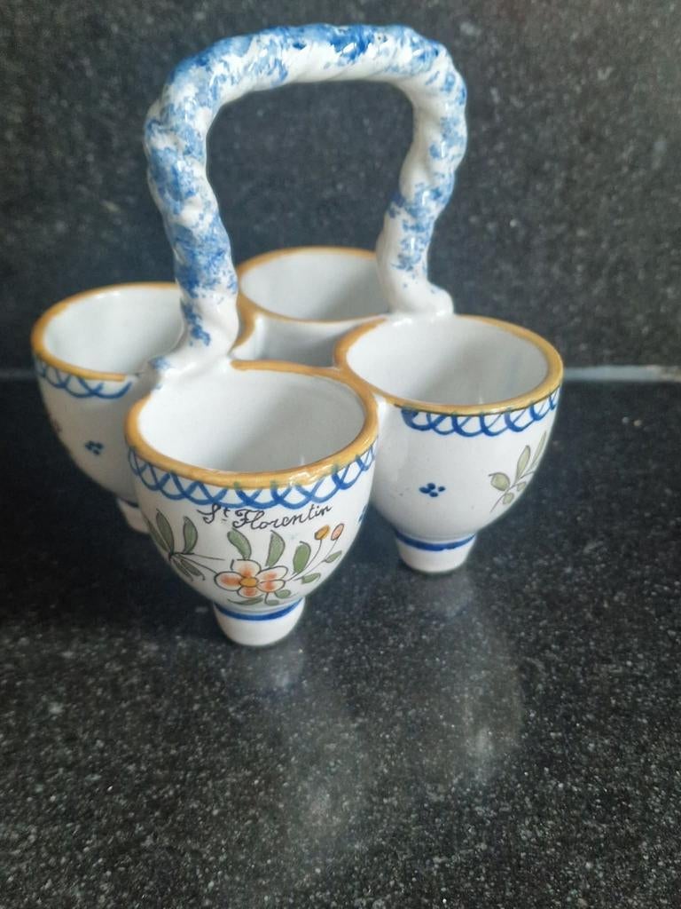 Antiek Desvres faience eierrekje Rouaans decor, Ophalen of Verzenden