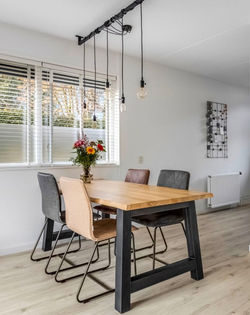 Industriële loftbar met 5 Edison lampen, Huis en Inrichting, Lampen | Hanglampen, Ophalen, Gebruikt, Metaal, Industriëel