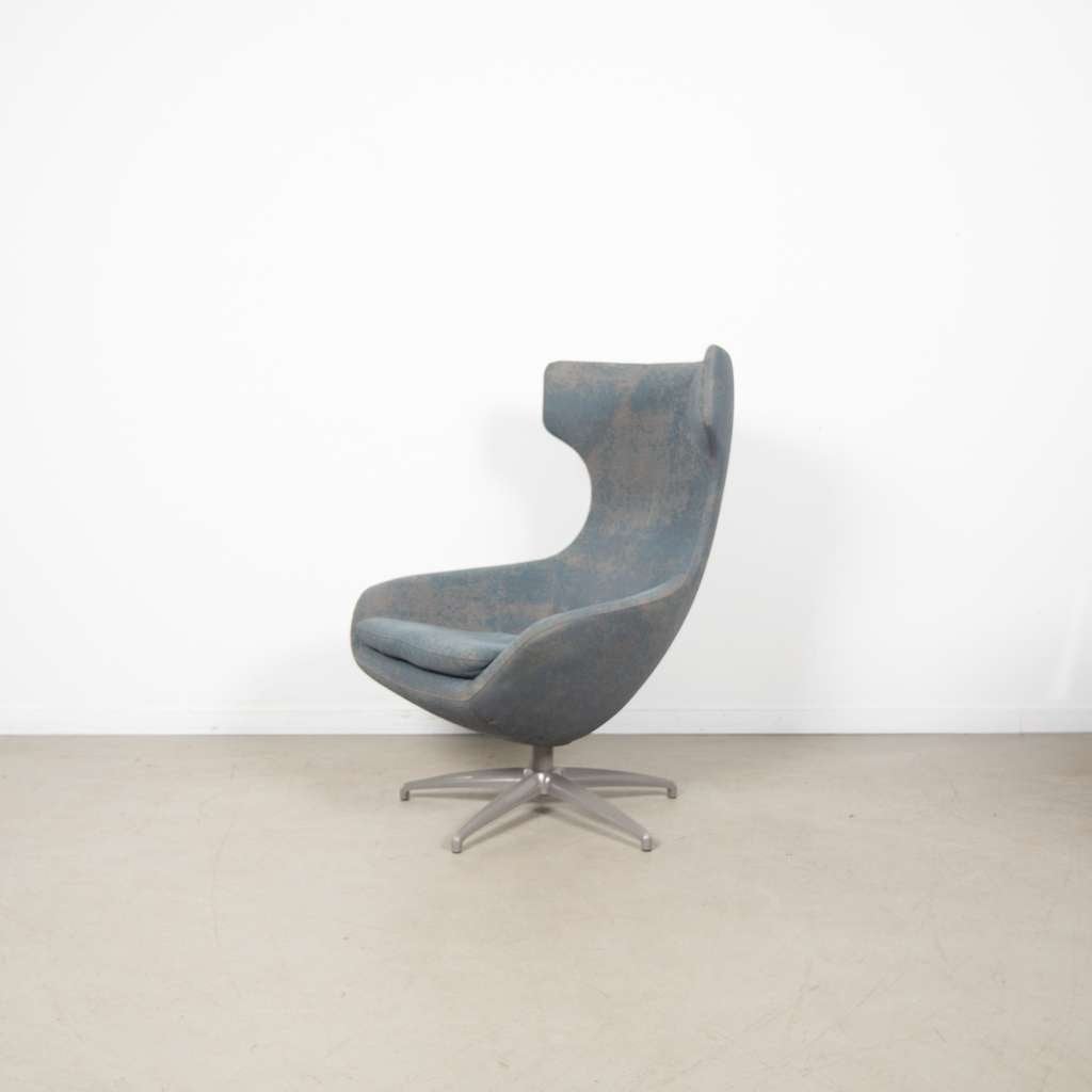 1x Leolux Caruzzo Plus Fauteuil Blauw Gemêleerd Stof, Huis en Inrichting, Fauteuils, Niet ingevuld, Niet ingevuld, 75 tot 100 cm