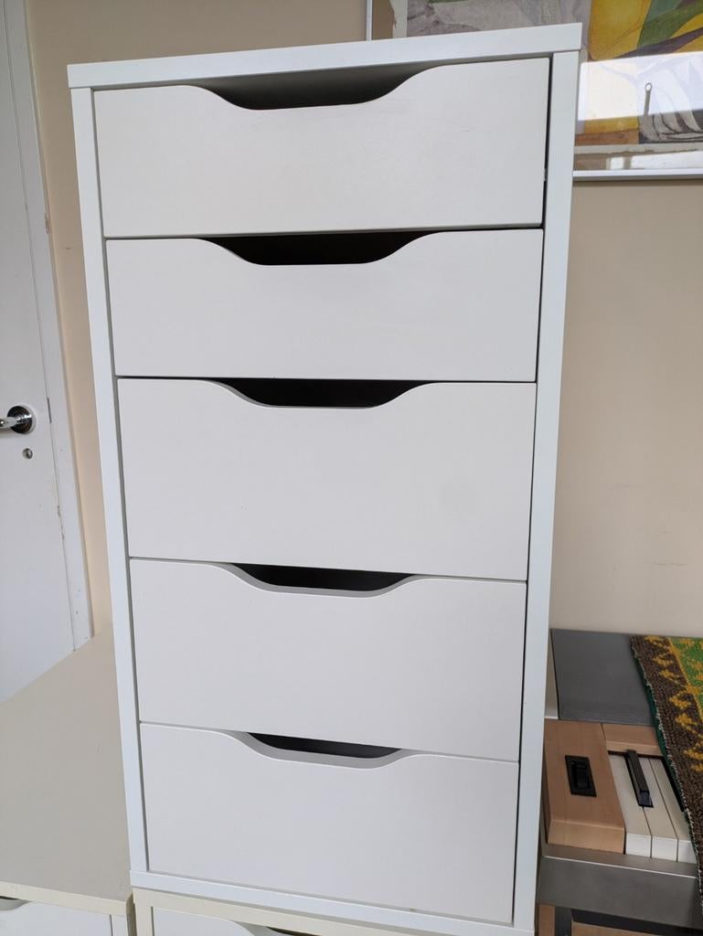 IKEA Alex ladeblok met 6 lades - Wit, Ophalen, Overige materialen, Minder dan 50 cm, Gebruikt
