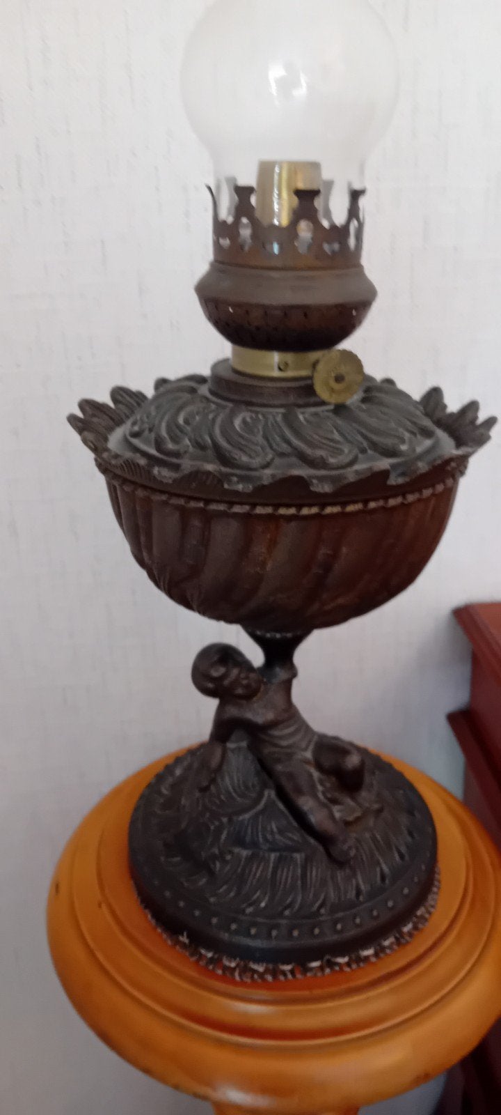 Antiek bronzen olielamp, Antiek en Kunst, Ophalen, Koper of Brons