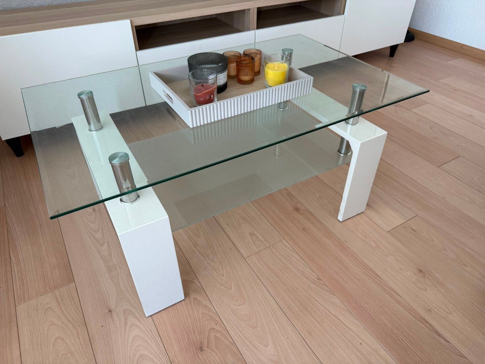 Glazen salontafel 100x60x45, Huis en Inrichting, Tafels | Salontafels, Ophalen, 100 tot 150 cm, 50 tot 100 cm, Minder dan 50 cm