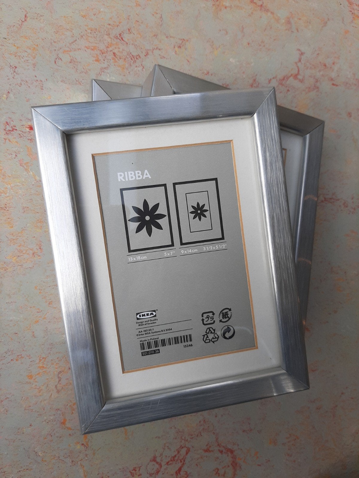IKEA RIBBA fotolijst 13x18 cm met passe-partout 9x14 cm, Ophalen of Verzenden, Zo goed als nieuw, Fotolijst, Zilver