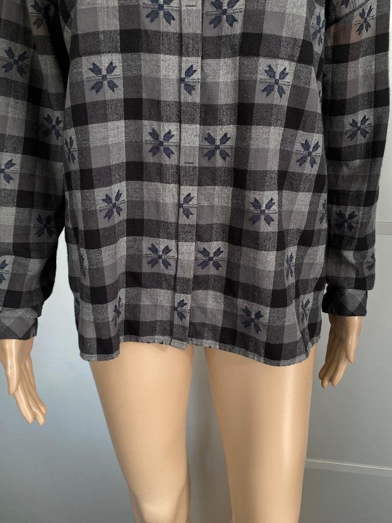 J619 Drykorn maat M=38/40 blouse katoen flanel zwart/beige, Maat 38/40 (M), Drykorn, Zwart, Ophalen of Verzenden