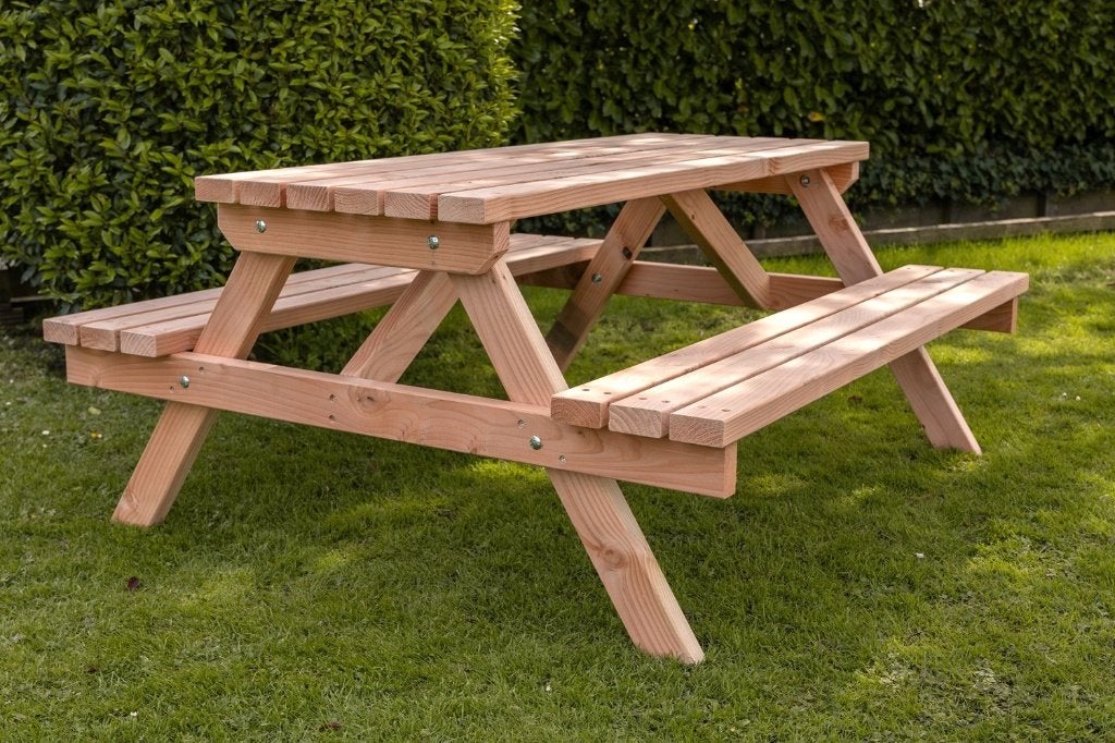 Douglas houten picknicktafels voor 4 en 6 personen, Ophalen of Verzenden, Nieuw, Rechthoekig, Hout