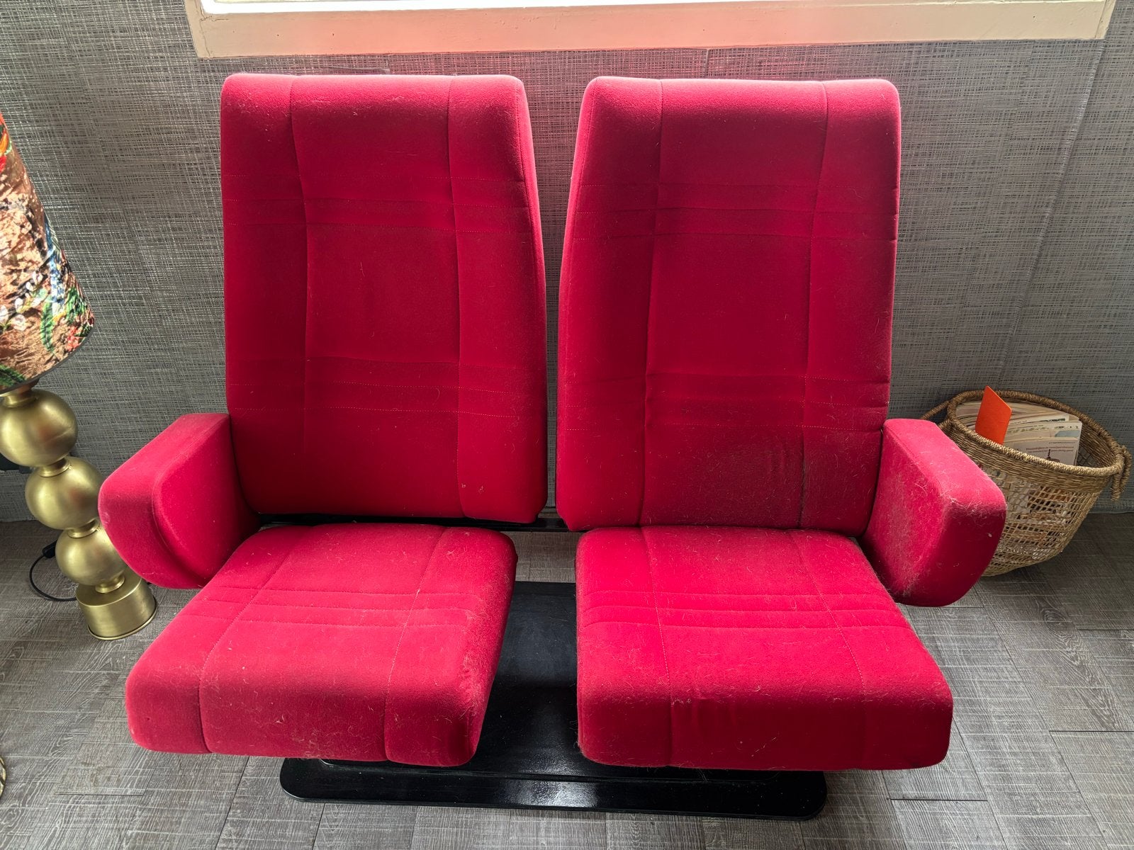 Set van 2 rode bioscoopstoelen - ophalen in Maarsbergen, Ophalen, Gebruikt, Twee, Stof