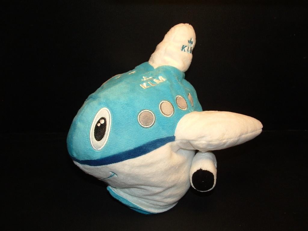 KLM KNUFFEL VLIEGTUIG/WERELDBOL VELOURS BLAUW, Ophalen of Verzenden, Nieuw, Overige typen