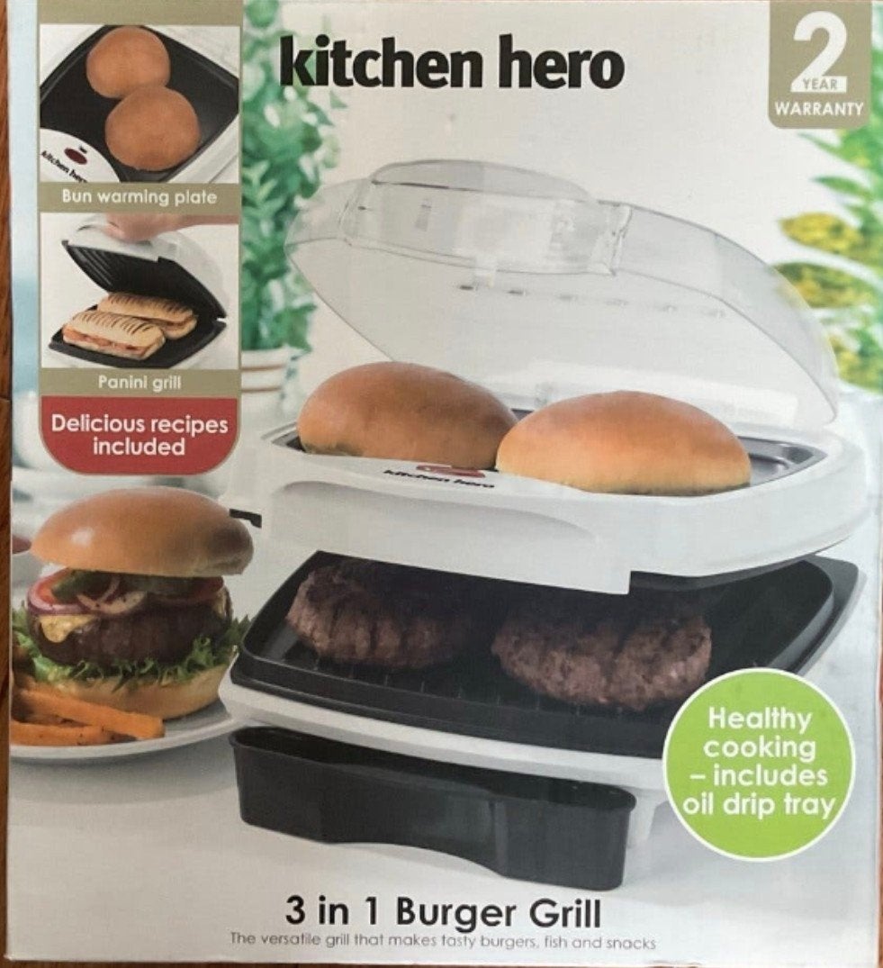 Kitchen Hero 3-in-1 Burger Grill - Zo goed als nieuw, Ophalen, Zo goed als nieuw