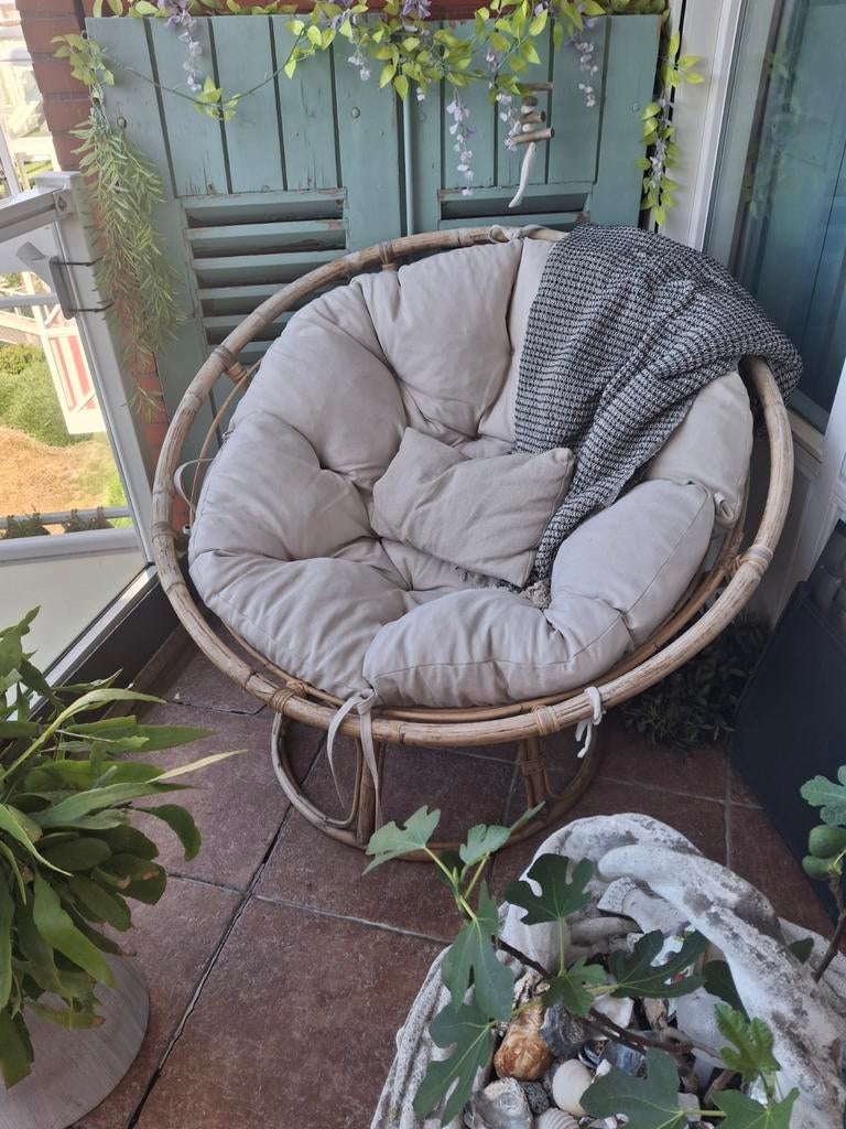 Comfortabele Papasan stoel met kussen, Huis en Inrichting, Ophalen, Gebruikt, Stof, Eén