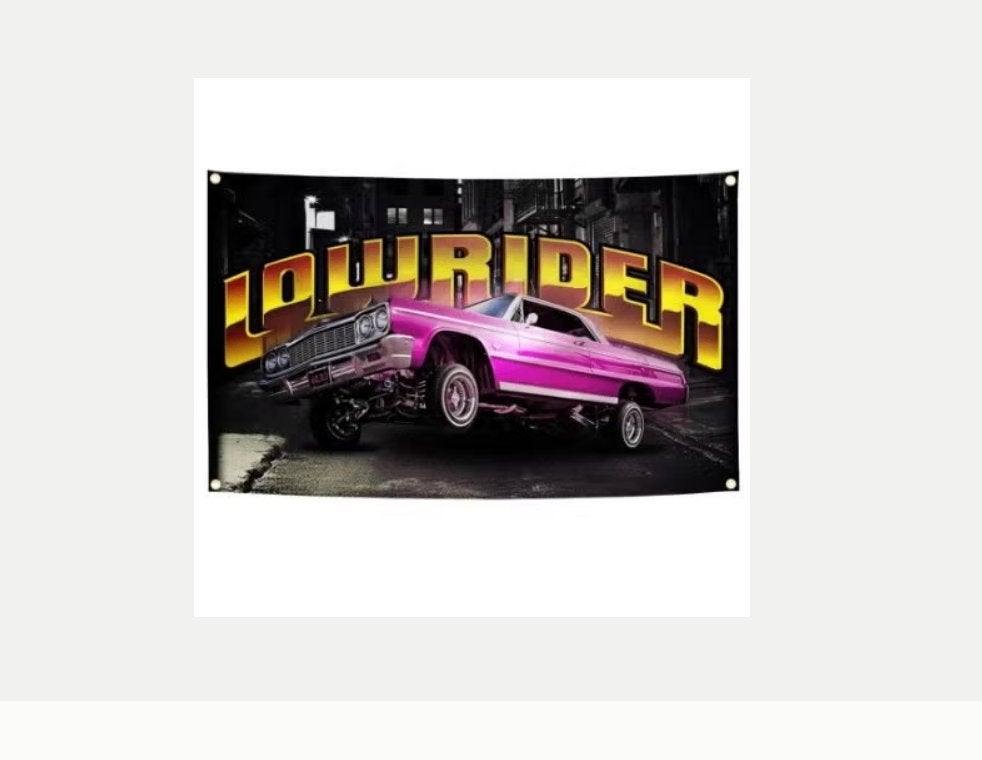 Grote vlaggen Klassieke lowrider auto's (150x90cm, Diversen, Ophalen of Verzenden, Nieuw