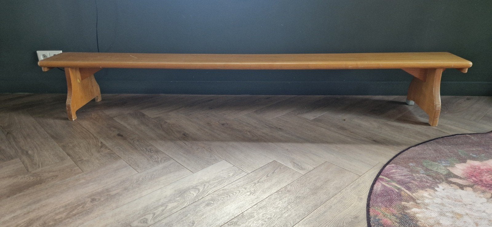 Originele vintage houten gymbank lengte 2,2 meter, Ophalen