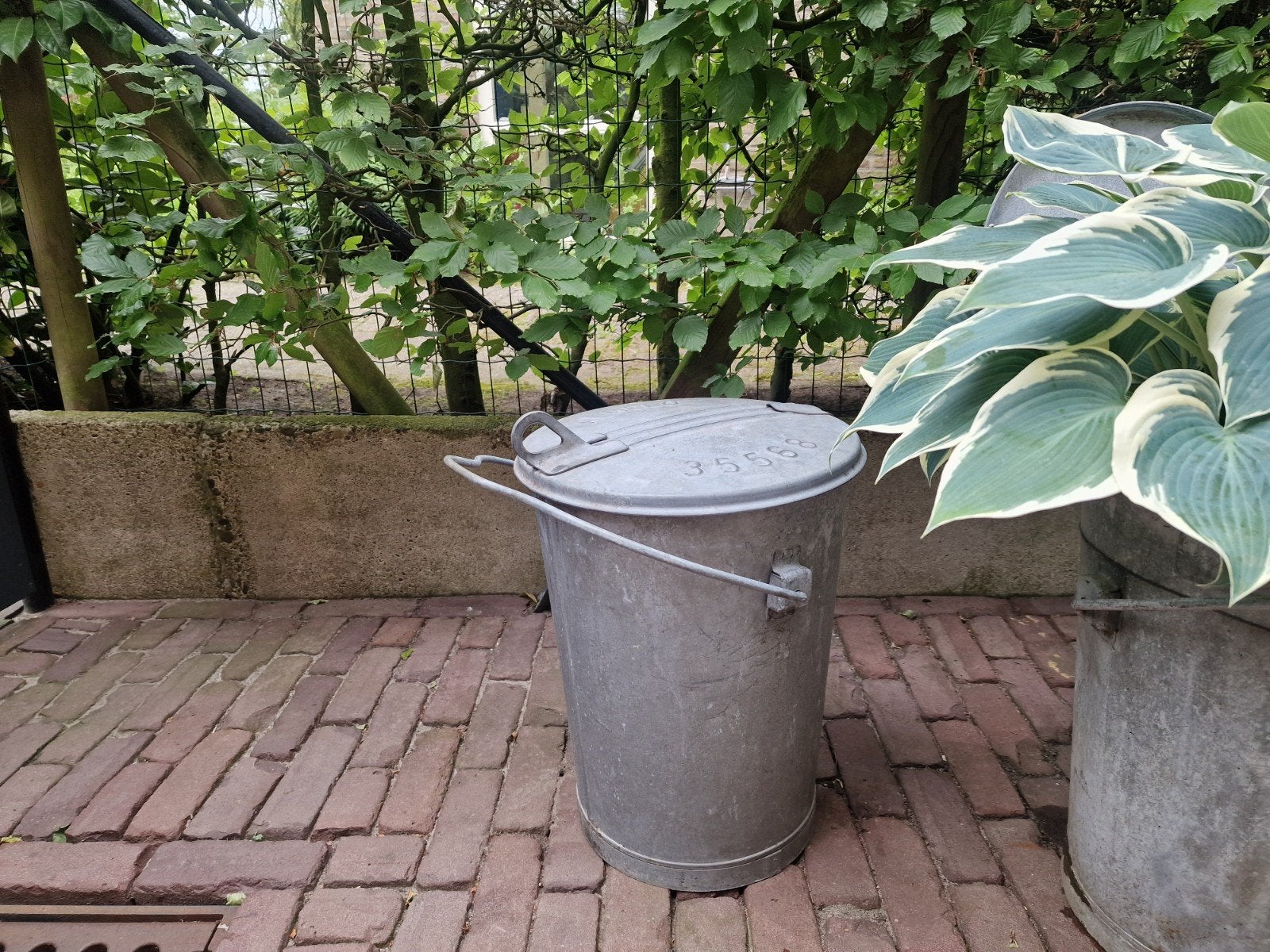 Vintage Zinken Emmer met Deksel - Melkbus Stijl, Ophalen