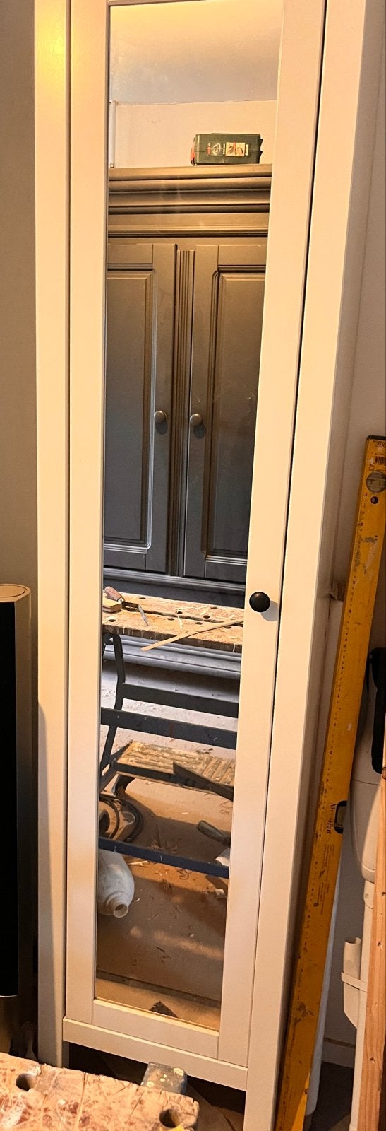 Witte kast met spiegeldeur en planken (Ikea Hemnes), Ophalen, Minder dan 50 cm, Gebruikt, 150 tot 200 cm