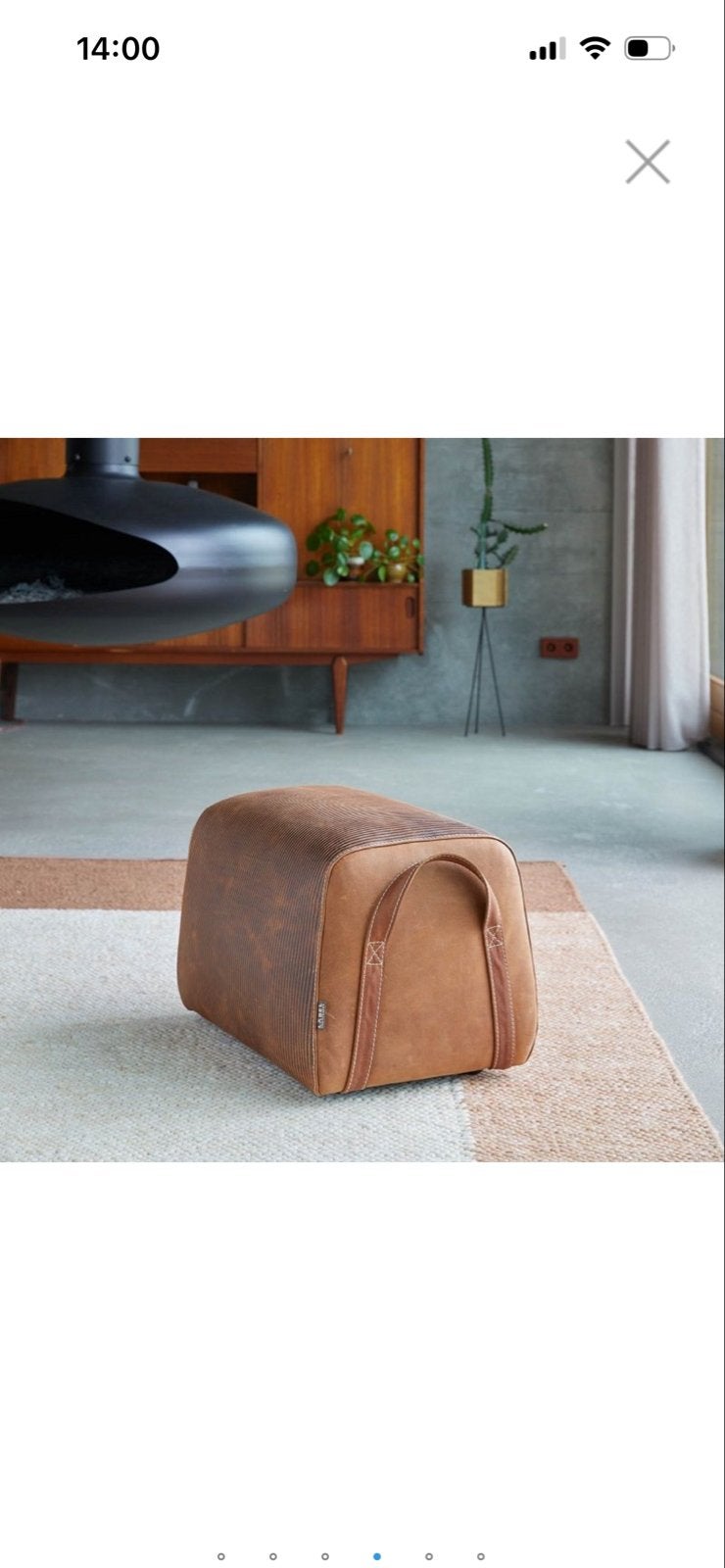 Label Gin Pouf in Yak Brown Embossed, Ophalen of Verzenden, Zo goed als nieuw, Rechthoekig, 50 tot 75 cm