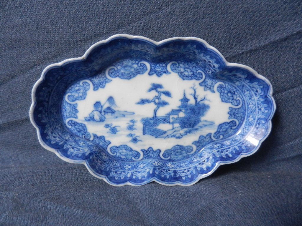 Blauwwit porseleinen schuitje / schaaltje China ca 1750-1770, Ophalen of Verzenden