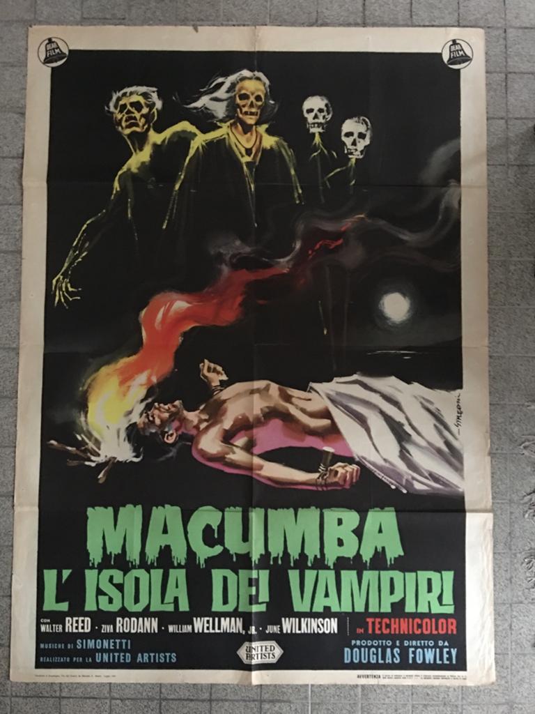 Grote vampier filmposter Macumbra L’Isola Dei Vampiri, Deurposter of groter, Ophalen of Verzenden, Film en Tv, Rechthoekig Staand