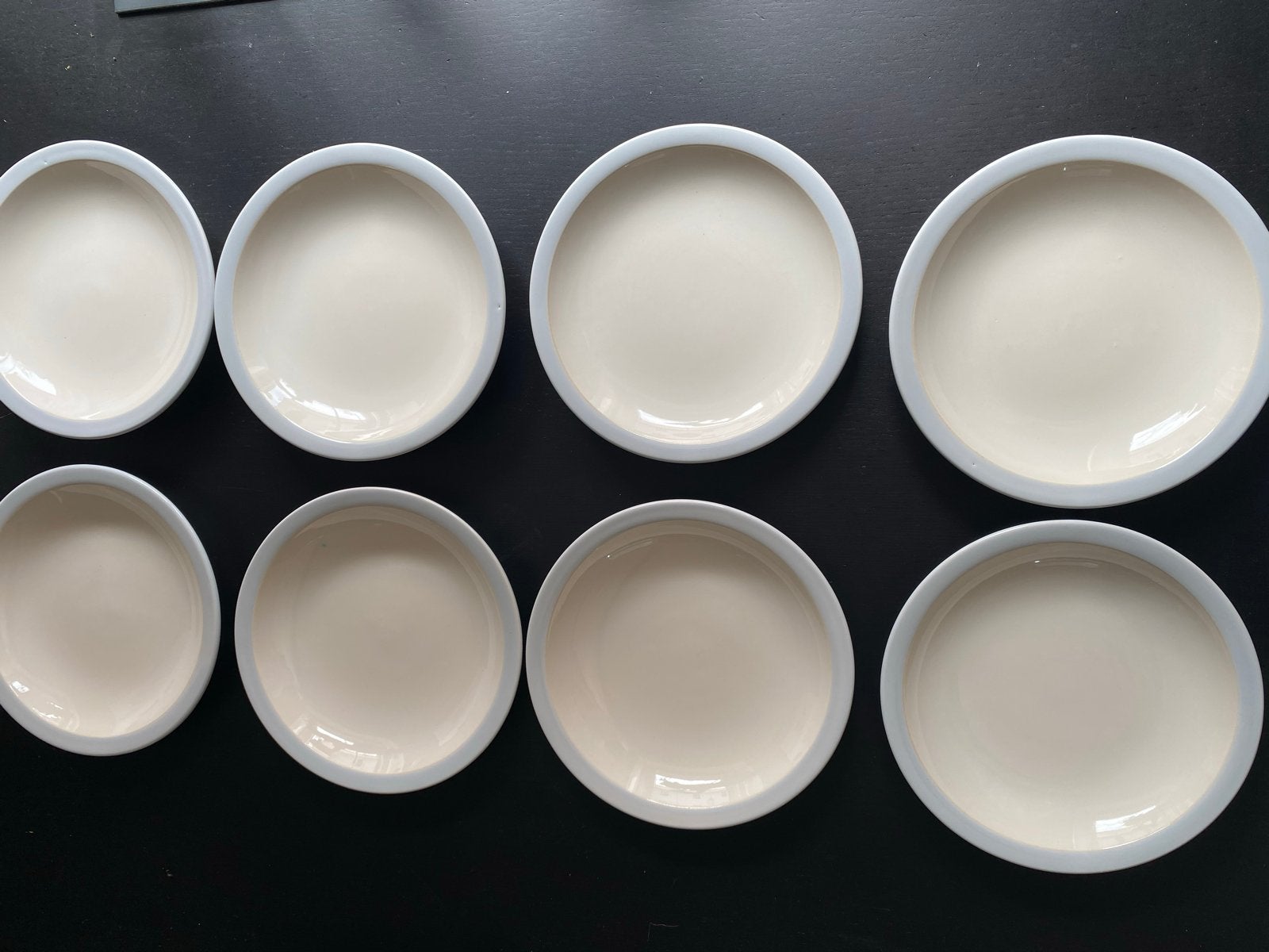 8 vintage blauw/grijs ontbijtborden Fris Holland Edam, Ophalen, Gebruikt, Keramiek, Bord(en)