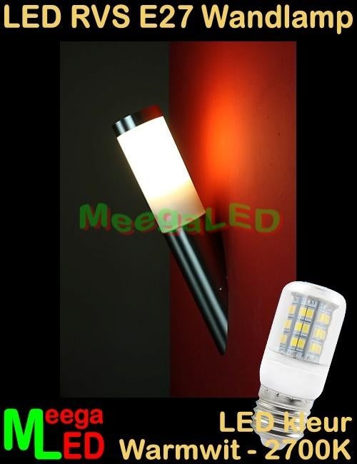 UITVERKOOP: LED RVS E27 wandlamp / fakkellamp Sidney, Huis en Inrichting, Ophalen of Verzenden, Nieuw, Metaal, LED Wand Fakkellamp