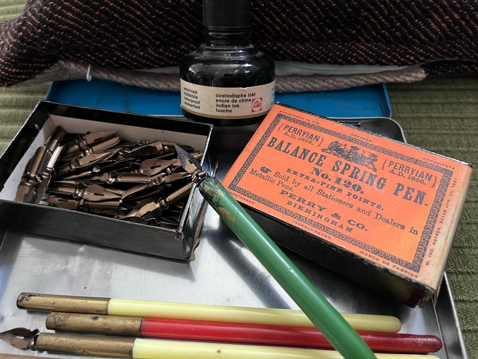 Vintage Schrijfset: Kroontjespennen, Inkt en Pennen, Ophalen of Verzenden