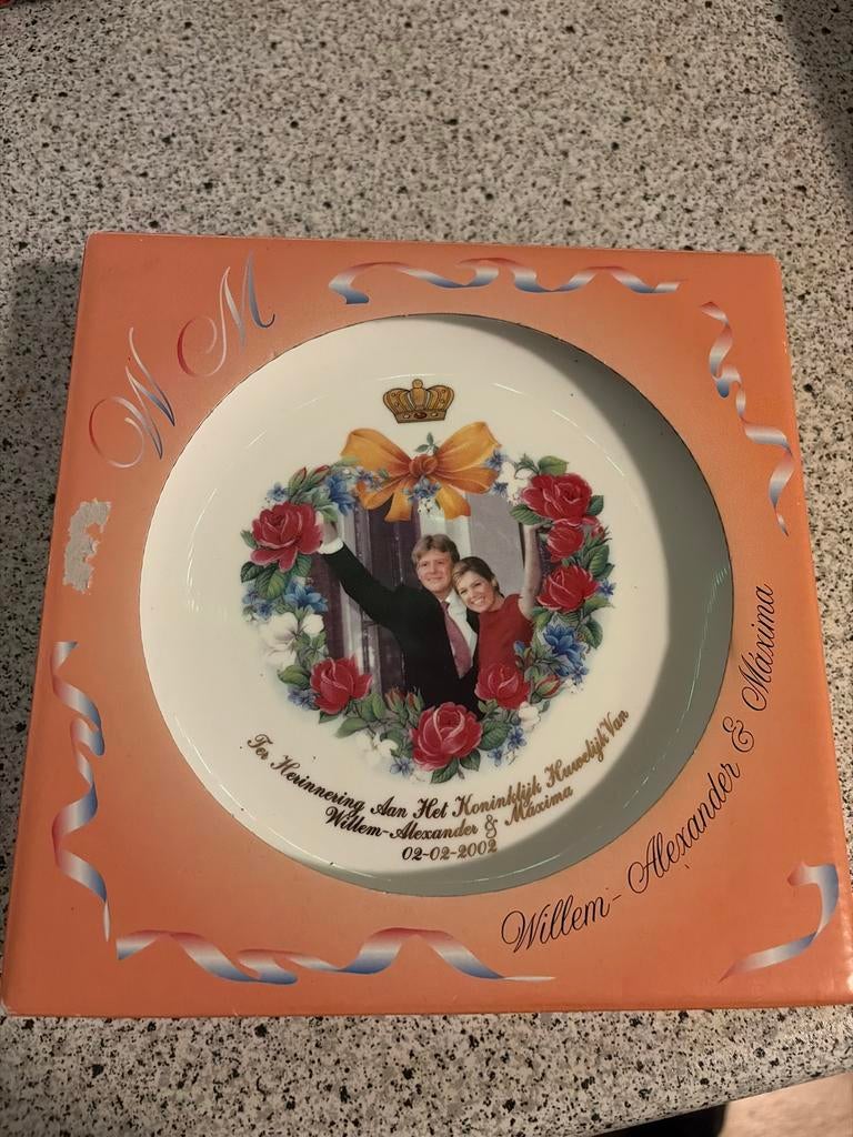 Herinneringsbord Koninklijk Huwelijk Willem-Alexander & Máxi, Ophalen of Verzenden, Nieuw, Nederland, Servies