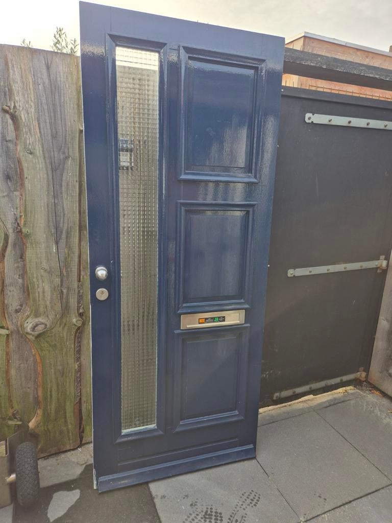 Hardhouten buitendeur. 87x211cm., Ophalen, Gebruikt, 80 tot 100 cm, Buitendeur