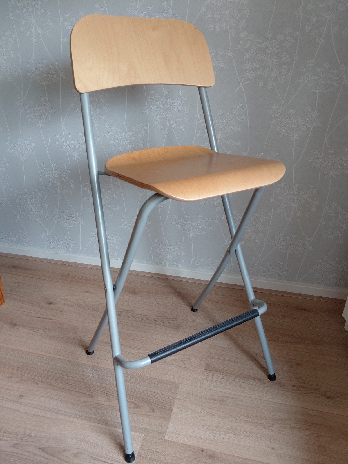 IKEA Franklin barkruk, opvouwbaar, hout en metaal, Ophalen, Gebruikt, Met voetsteun, 60 tot 90 cm