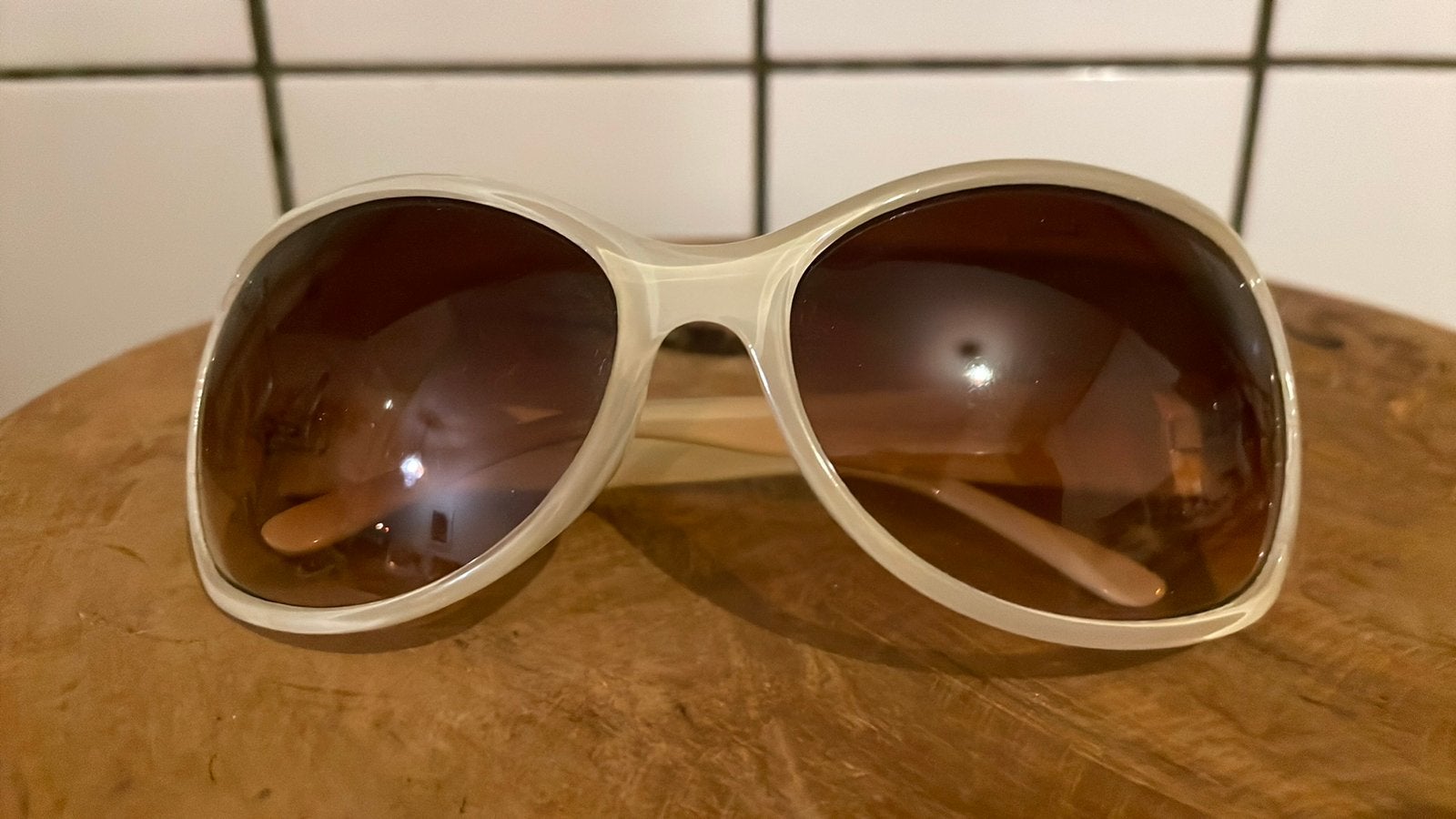 Witte zonnebril Montini Scandinavië retro vintage, Ophalen of Verzenden, Zo goed als nieuw