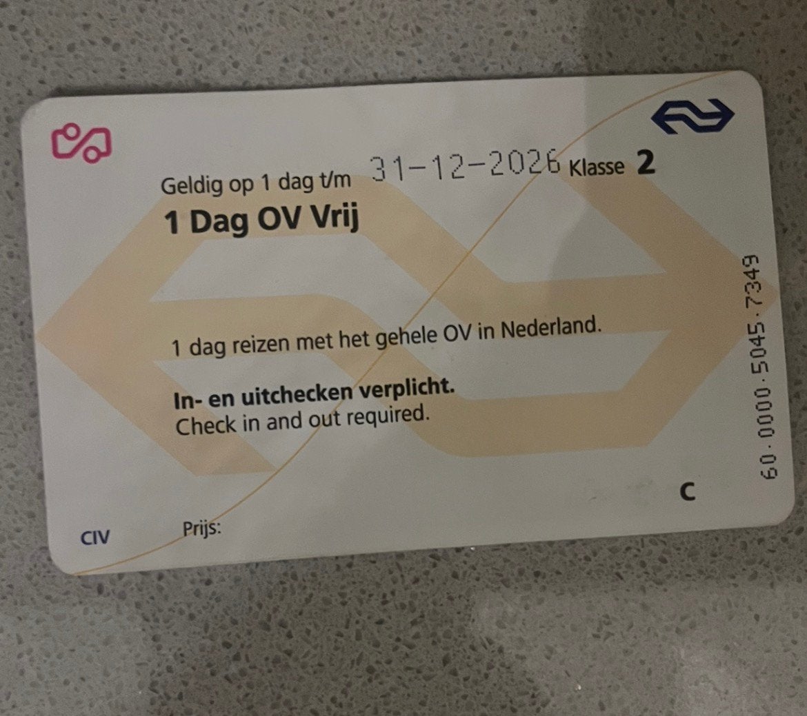 Dagkaart, Eén persoon, Bus, Metro of Tram, Nederland, Algemeen kaartje