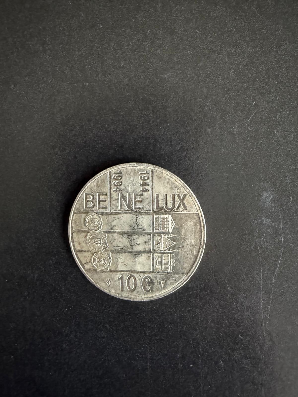 Benelux 10 Gulden Munt Koningin Beatrix 1944-1994, Koningin Beatrix, Zilver, Ophalen of Verzenden, Losse munt