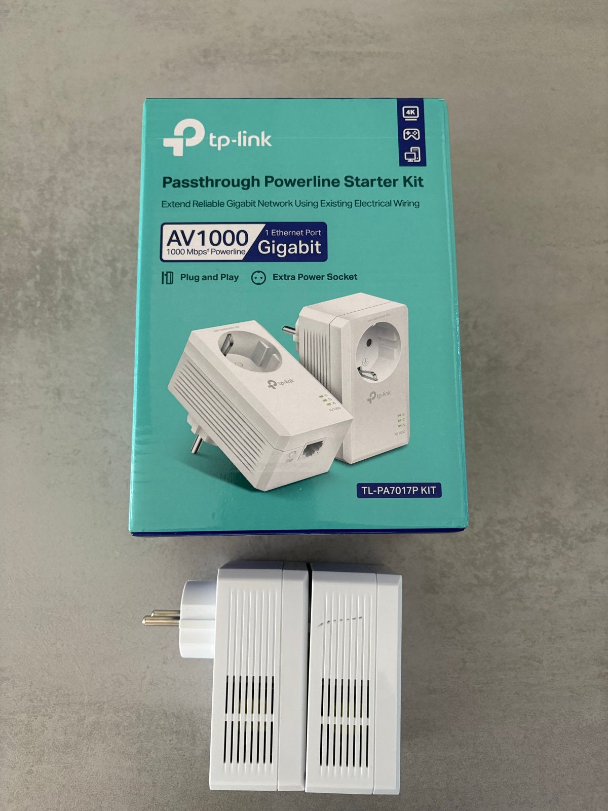 TP-Link TL-PA7017P KIT Powerline Adapter - AV1000 Gigabit, Computers en Software, Netwerk switches, Ophalen of Verzenden, Zo goed als nieuw