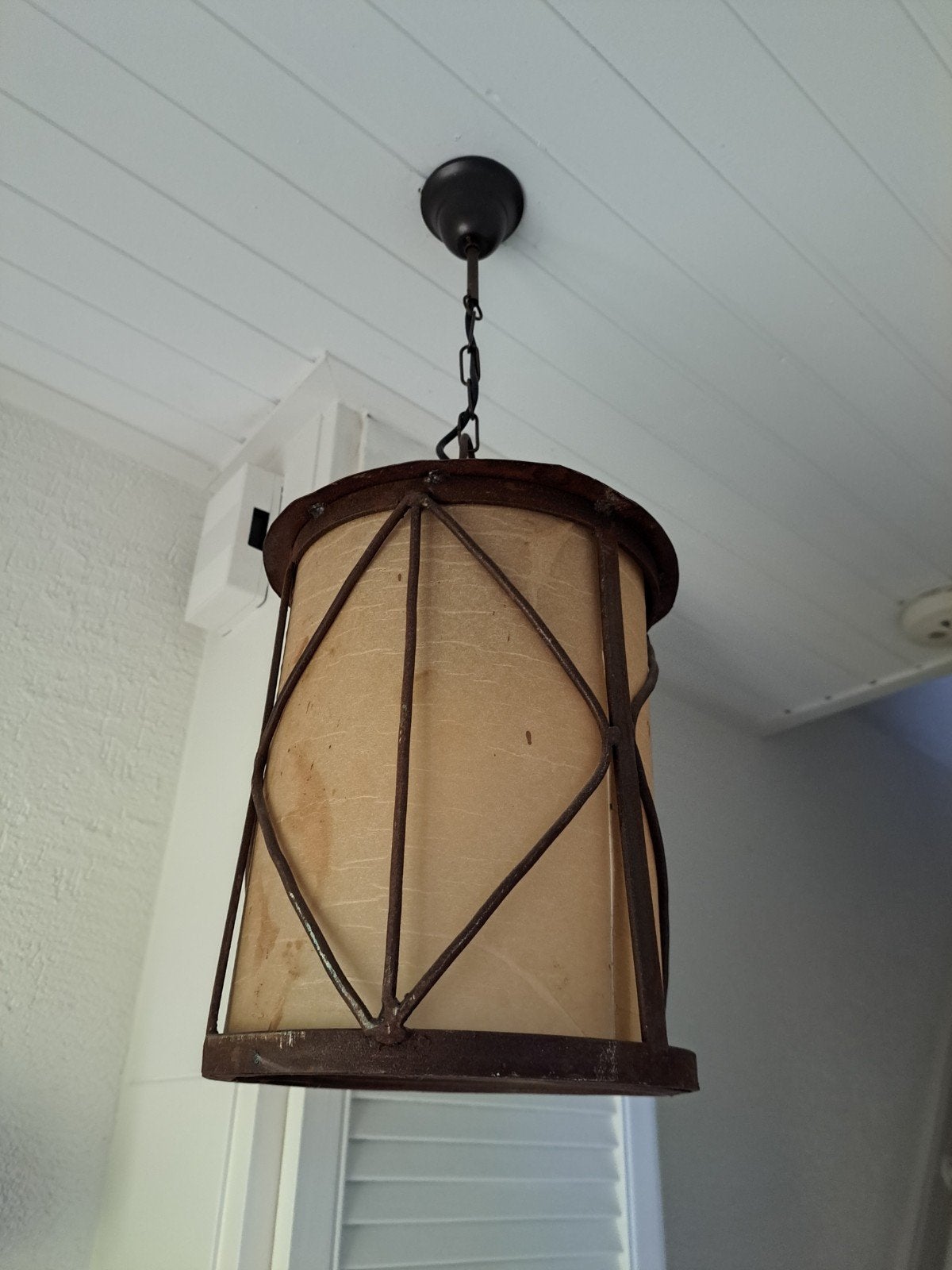 Unieke Hanglamp met Metalen Frame en Lichtdoorlatende Kap, Ophalen, Gebruikt, Metaal, Uniek design