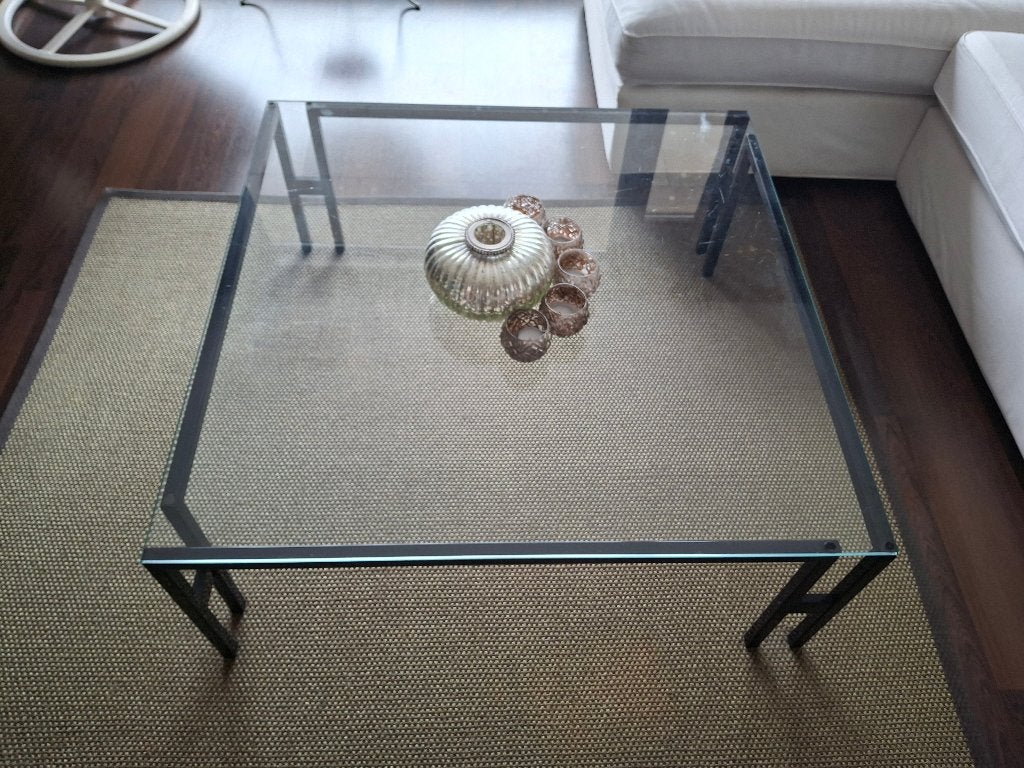Glazen salontafel, Ophalen, Gebruikt, 50 tot 100 cm, Vierkant