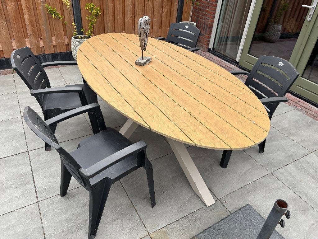 4 grijze Hartman Selection stapelbare tuinstoelen, Tuin en Terras, Tuinstoelen, Ophalen, Gebruikt, Kunststof, Stapelbaar