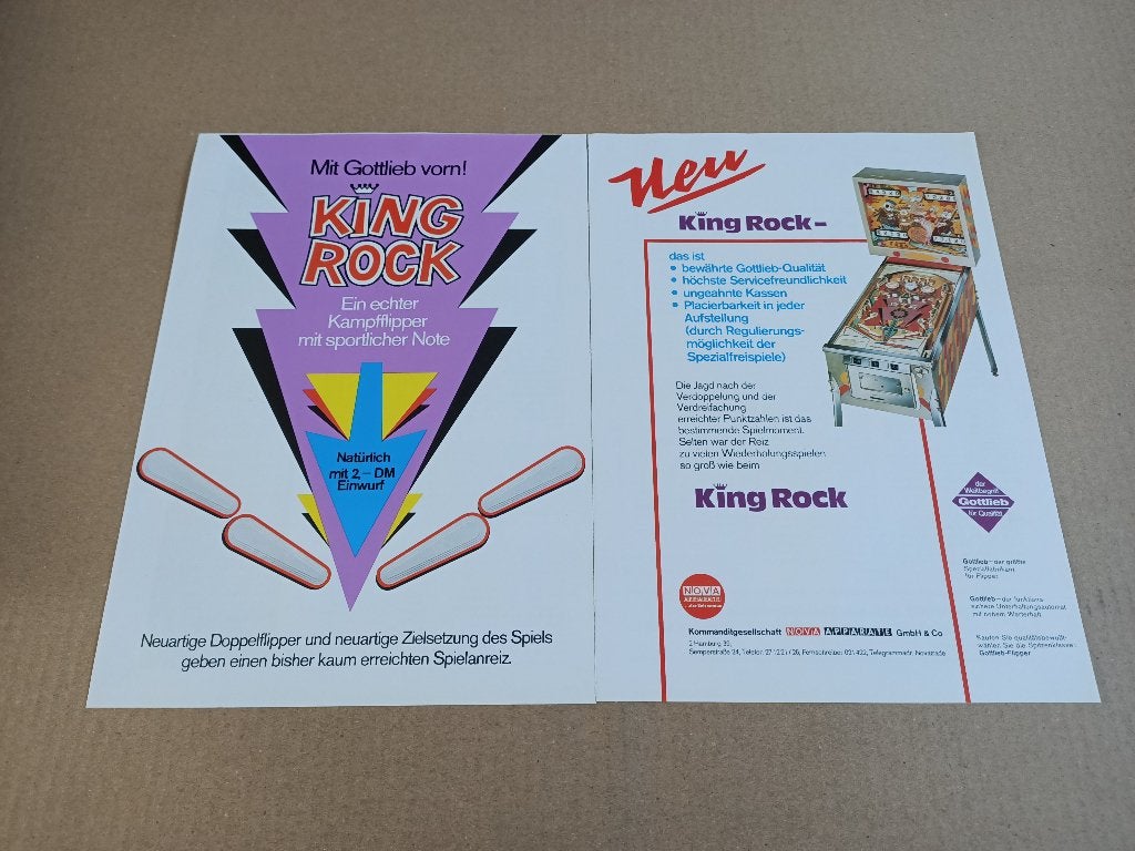 Flyer importeur: Gottlieb King Rock (1972) Flipperkast, Verzenden, Gebruikt, Elektronisch, Flipperkast