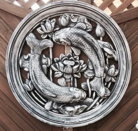 Prachtige Koi Karper Wanddecoratie - 60kg, Gebruikt, Ophalen of Verzenden, Oosters, Grijs