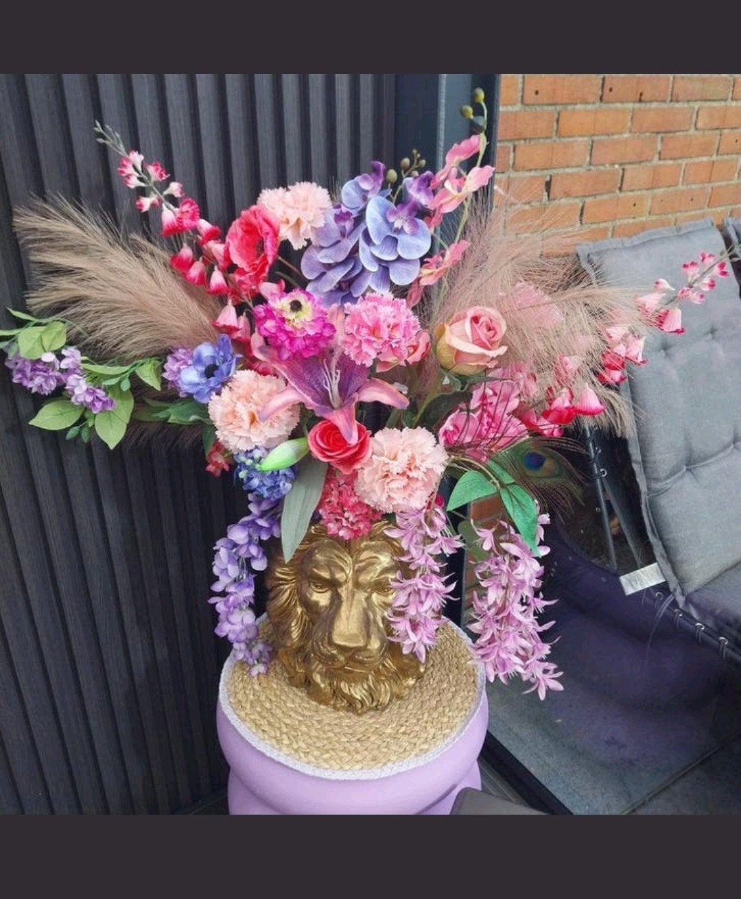 2 x dezelfde grote opgemaakte potten met vaas, Ophalen, Zo goed als nieuw, Kunstbloesem, Meerkleurig