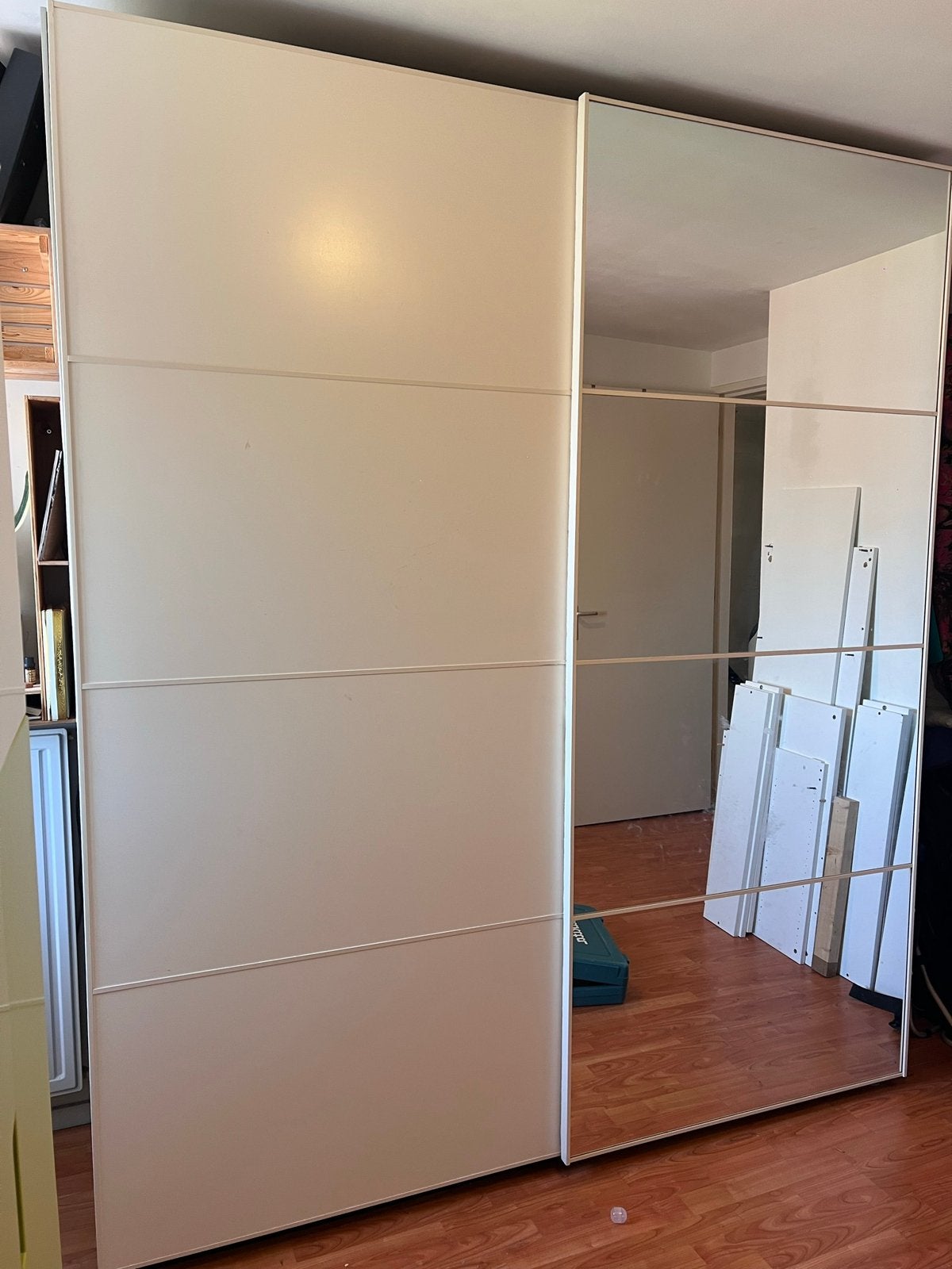 2 ikea pax schuifdeuren , spiegeldeur, Ophalen, Zo goed als nieuw, Minder dan 25 cm, 200 cm of meer