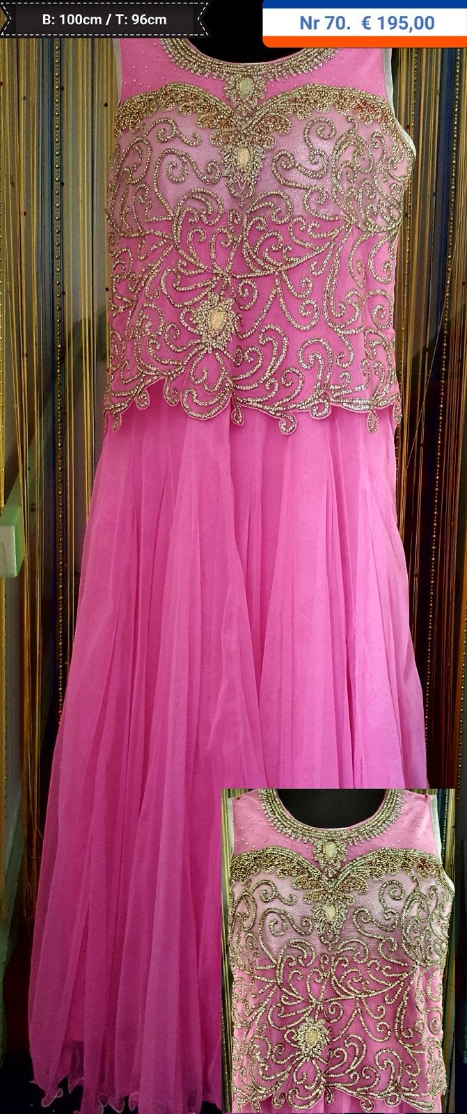 Roze Indiase jurk met gouden borduursels, Kleding | Dames, Maat 38/40 (M), Nieuw, Ophalen of Verzenden, Roze